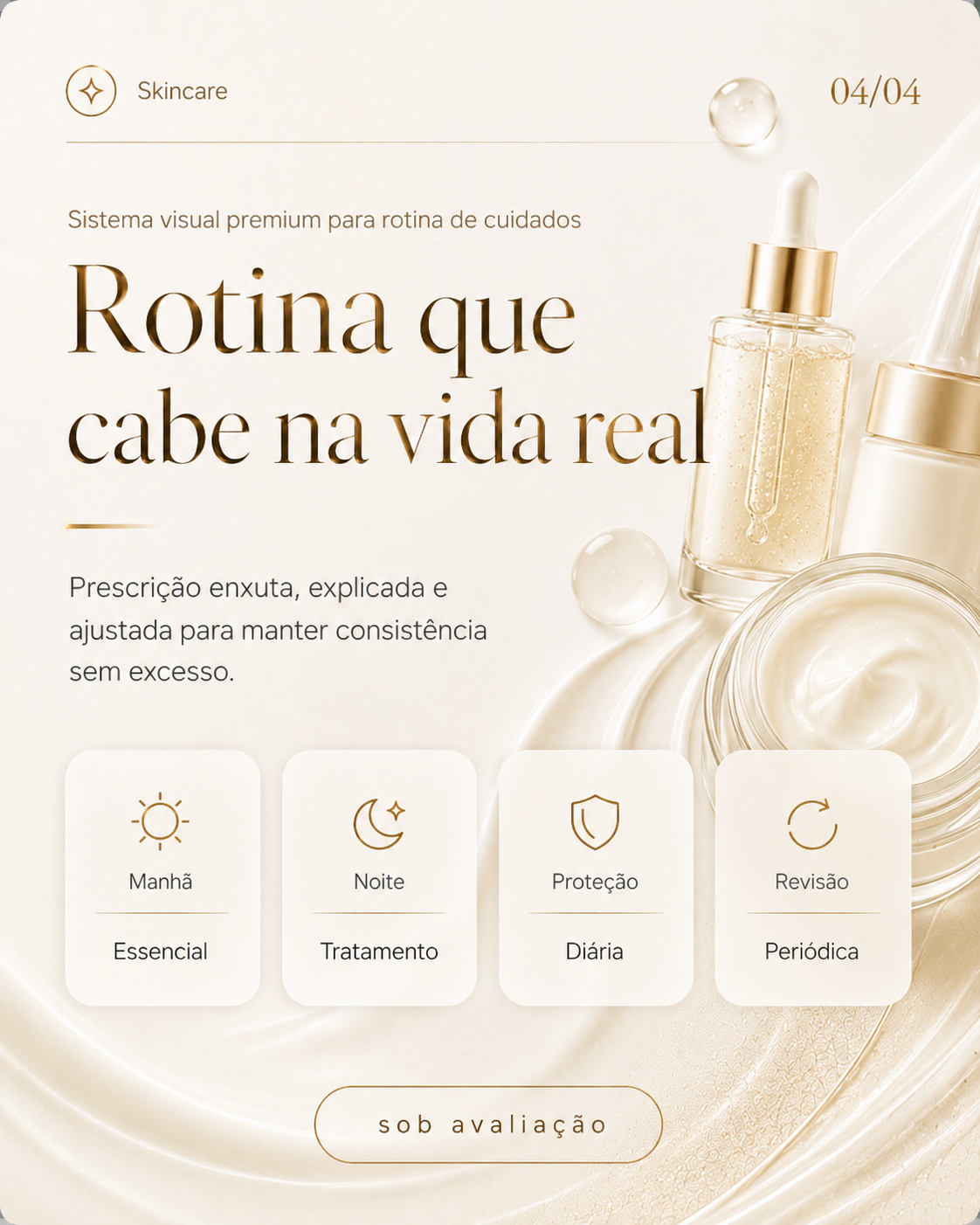 Arte editorial sobre rotina de cuidados e skincare premium